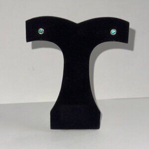 5 Mm Round Aqua Blue Cz And Sterling Post Earrings